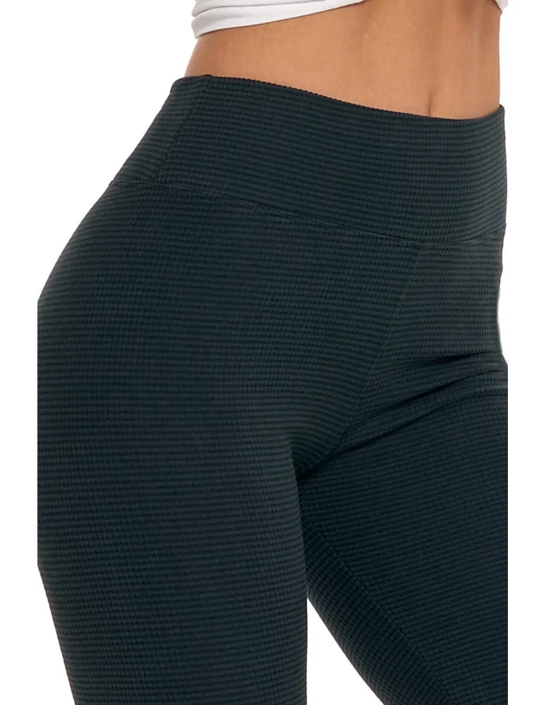 Legginsy damskie - Damskie legginsy z wysokim stanem i prążkowaną strukturą GRAFIT  - produkt moraj.pl 6