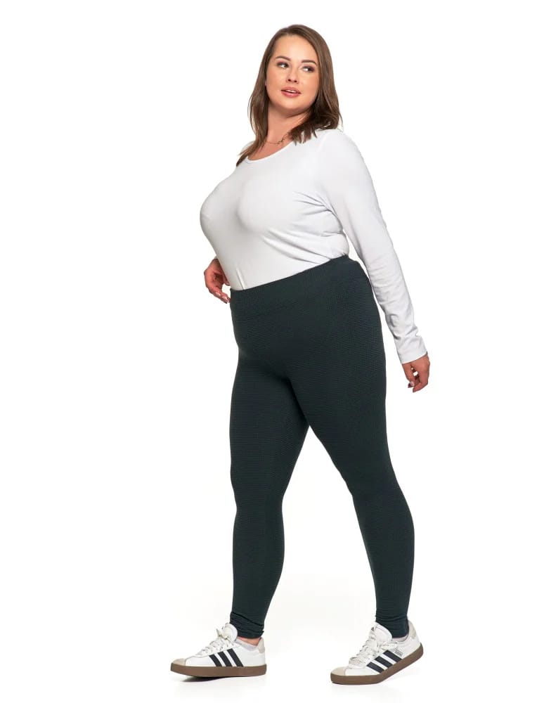 Legginsy damskie - Damskie legginsy z wysokim stanem i prążkowaną strukturą GRAFIT  - produkt moraj.pl 8