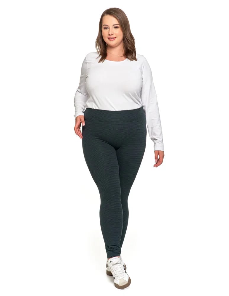 Legginsy damskie - Damskie legginsy z wysokim stanem i prążkowaną strukturą GRAFIT  - produkt moraj.pl 9