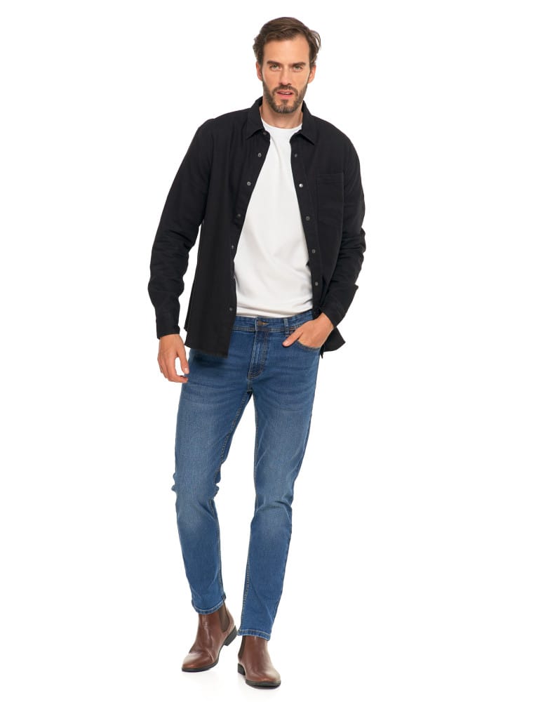 Koszulki i Tank Topy - Klasyczna męska koszula jeansowa CZARNY - produkt moraj.pl 10