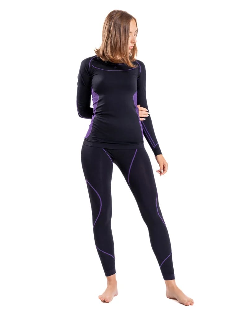 Bielizna termoaktywna - Damskie legginsy termoaktywne bezszwowe FIOLETOWY  - produkt moraj.pl 7