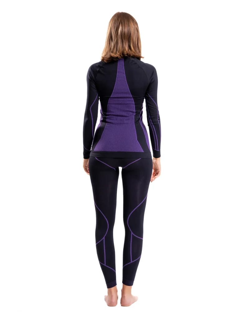 Bielizna termoaktywna - Damskie legginsy termoaktywne bezszwowe FIOLETOWY  - produkt moraj.pl 9