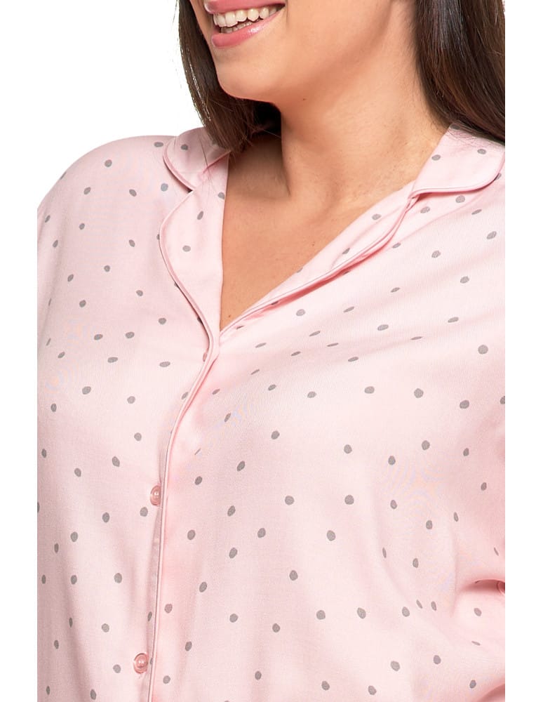 Długi rękaw - Damska piżama z długim rękawem i spodniami wiskoza Plus Size RÓŻOWY  - produkt moraj.pl 3