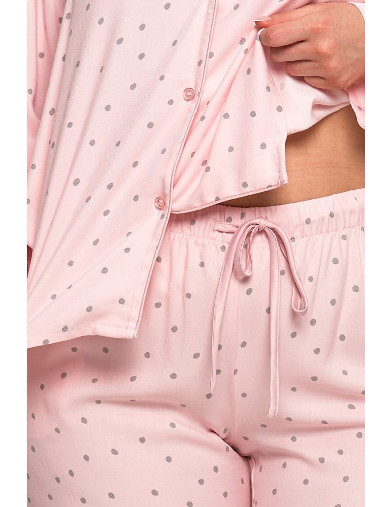 Długi rękaw - Damska piżama z długim rękawem i spodniami wiskoza Plus Size RÓŻOWY  - produkt moraj.pl 4