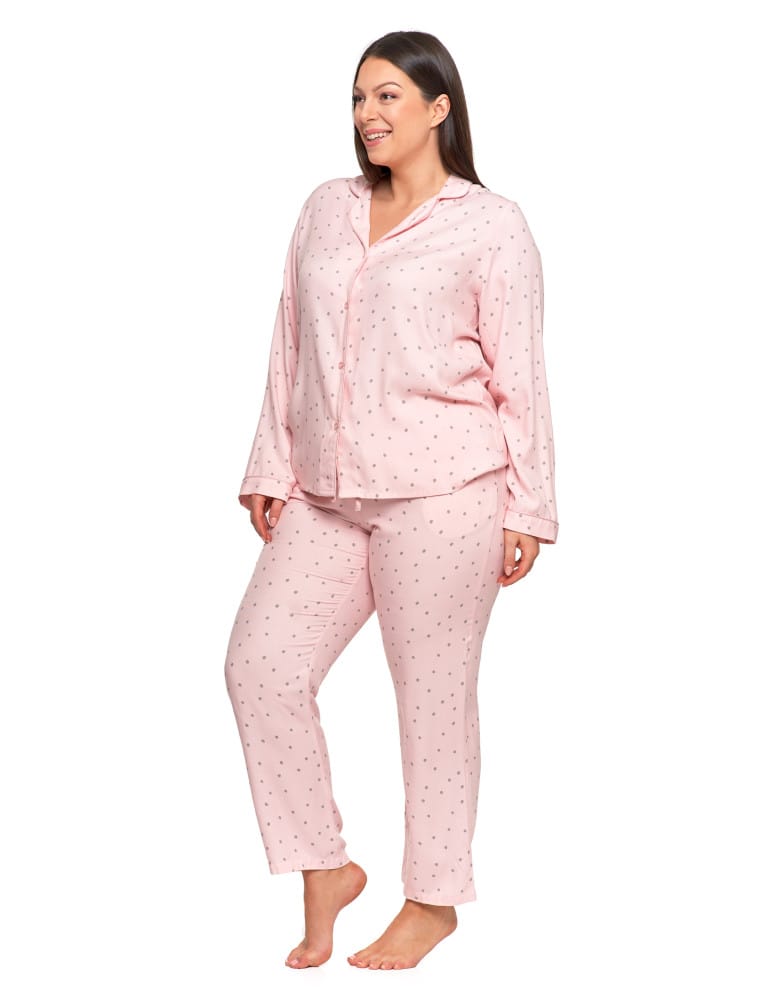 Długi rękaw - Damska piżama z długim rękawem i spodniami wiskoza Plus Size RÓŻOWY  - produkt moraj.pl 6