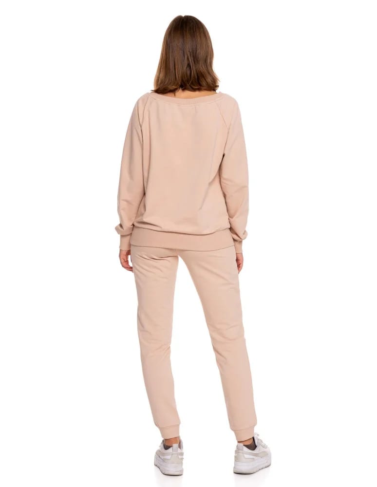 Bluzy damskie - Bluza damska dresowa o klasycznym kroju z nadrukiem BEŻOWY - produkt moraj.pl 6
