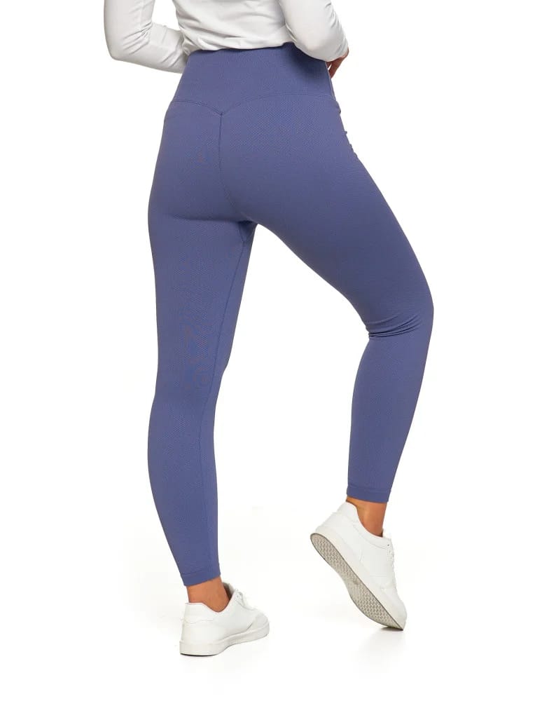 Legginsy damskie - Prążkowane legginsy damskie sportowe z wysokim stanem NIEBIESKI - produkt moraj.pl 7