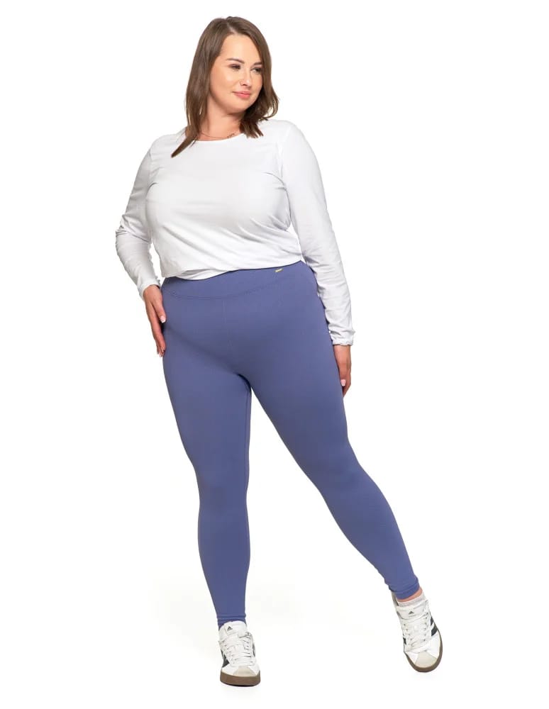 Legginsy damskie - Prążkowane legginsy damskie sportowe z wysokim stanem NIEBIESKI - produkt moraj.pl 12