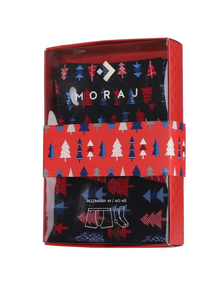 Bielizna - Zestaw prezentowy świąteczne bokserki męskie i skarpetki CZARNY  - produkt moraj.pl 4