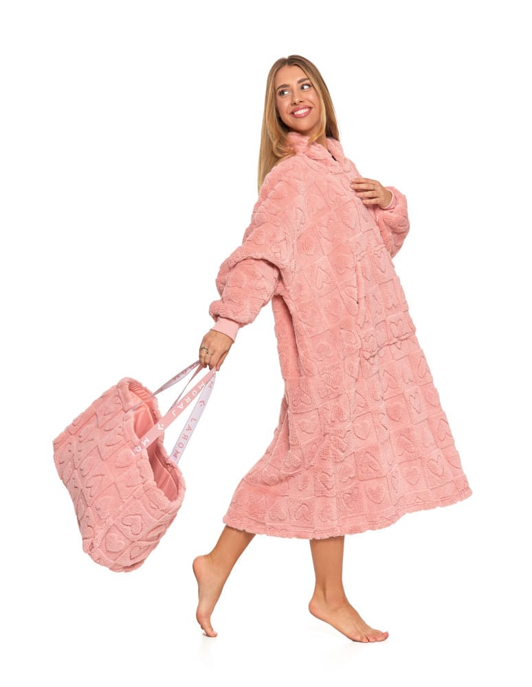 Kocobluzy - Ciepła kocobluza damska w serduszka RÓŻOWY - produkt moraj.pl 6