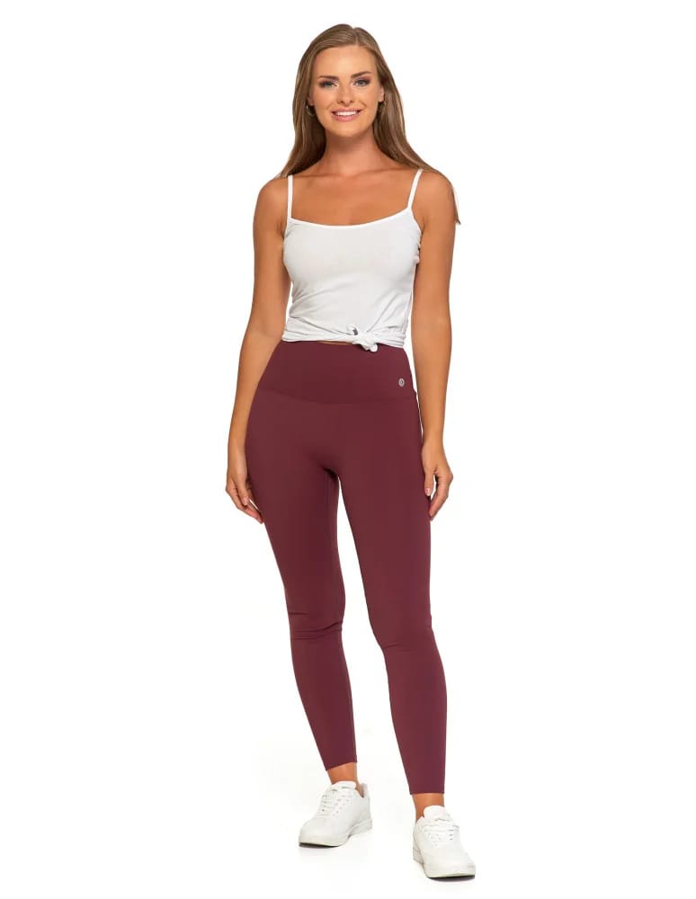 Legginsy damskie - Legginsy damskie sportowe funkcyjne z wysokim stanem BORDOWY  - produkt moraj.pl 3