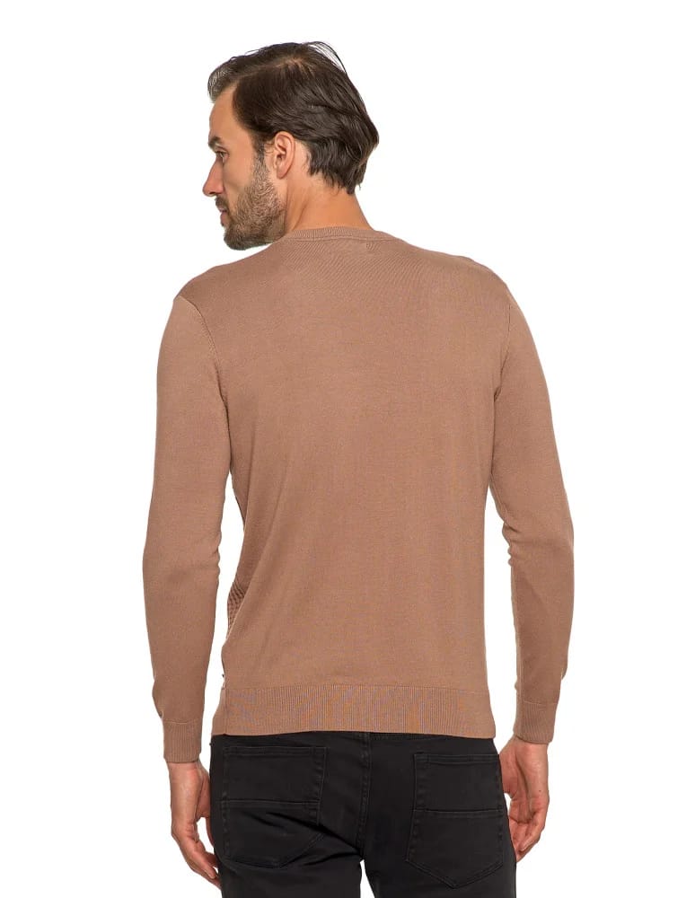 Swetry męskie - Męski sweter klasyczny z wiskozy elegancki MOKKA  - produkt moraj.pl 2