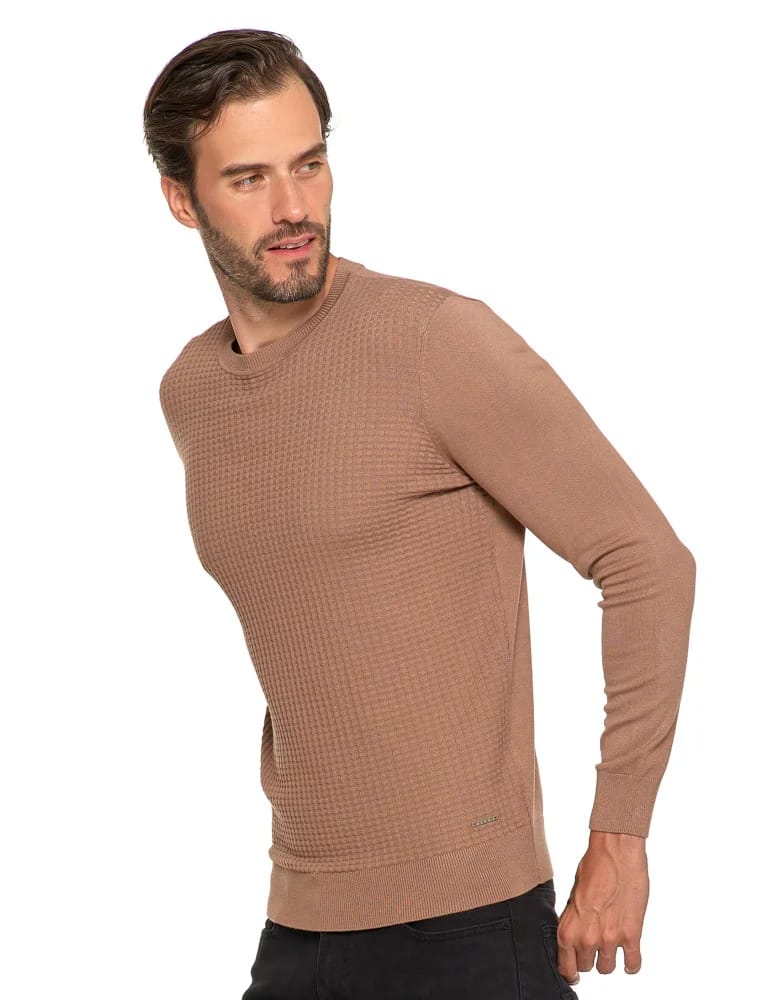 Swetry męskie - Męski sweter klasyczny z wiskozy elegancki MOKKA  - produkt moraj.pl 3