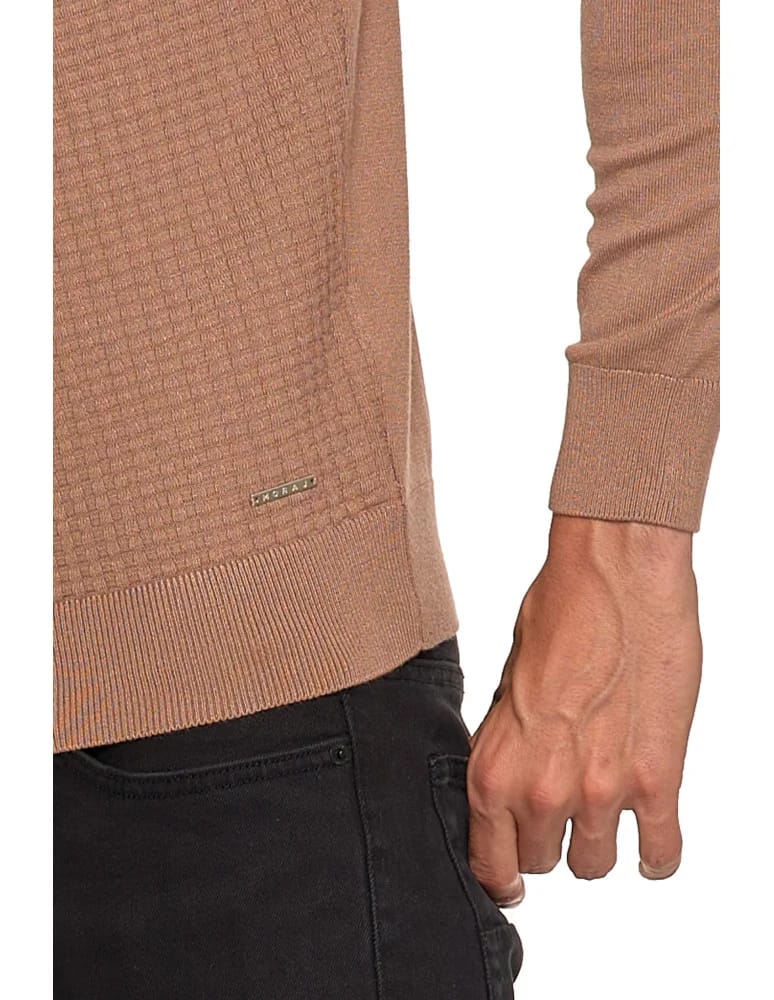 Swetry męskie - Męski sweter klasyczny z wiskozy elegancki MOKKA  - produkt moraj.pl 5