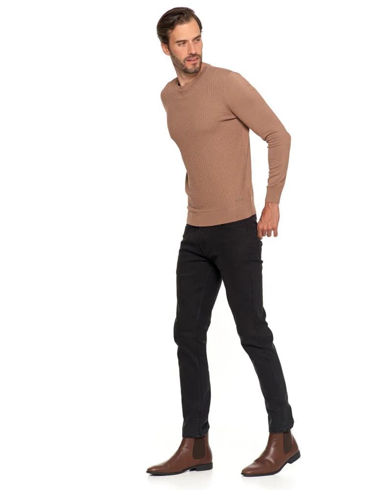 Swetry męskie - Męski sweter klasyczny z wiskozy elegancki MOKKA  - produkt moraj.pl 7