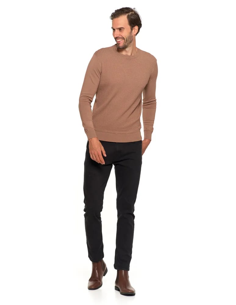 Swetry męskie - Męski sweter klasyczny z wiskozy elegancki MOKKA  - produkt moraj.pl 8