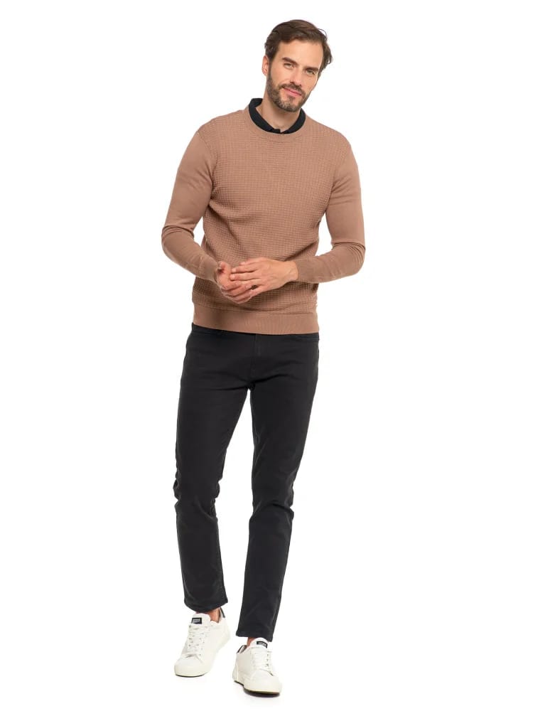 Swetry męskie - Męski sweter klasyczny z wiskozy elegancki MOKKA  - produkt moraj.pl 9