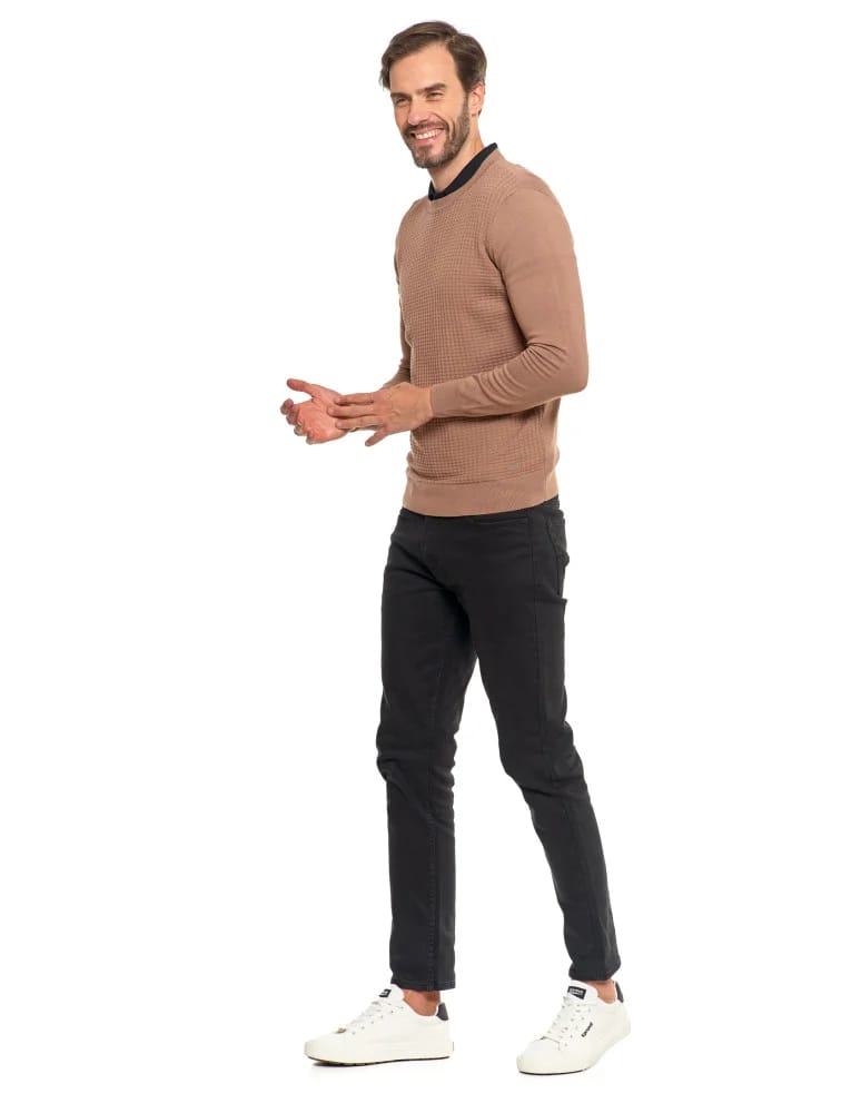 Swetry męskie - Męski sweter klasyczny z wiskozy elegancki MOKKA  - produkt moraj.pl 10