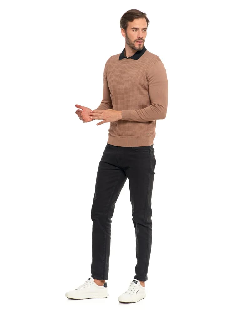 Swetry męskie - Męski sweter klasyczny z wiskozy elegancki MOKKA  - produkt moraj.pl 11