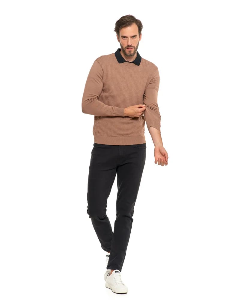 Swetry męskie - Męski sweter klasyczny z wiskozy elegancki MOKKA  - produkt moraj.pl 12