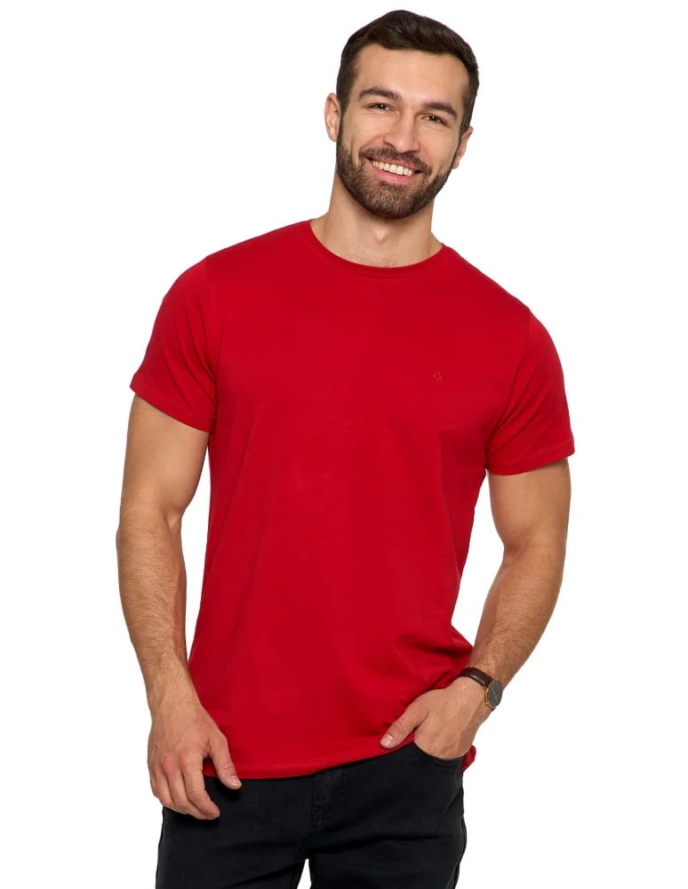 Koszulki i Tank Topy - Koszulka męska T-shirt bawełniana Premium okrągły dekolt BORDOWY - produkt moraj.pl 4