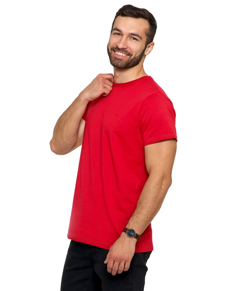Koszulki i Tank Topy - Koszulka męska T-shirt bawełniana Premium okrągły dekolt CZERWONY - produkt moraj.pl 1
