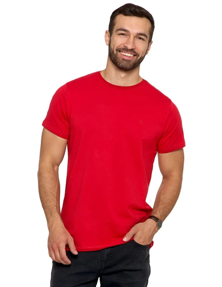 Koszulki i Tank Topy - Koszulka męska T-shirt bawełniana Premium okrągły dekolt CZERWONY  - produkt moraj.pl 4