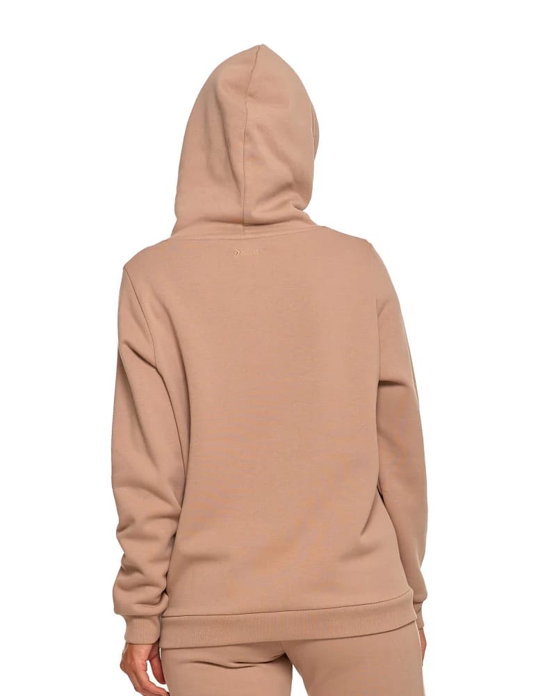 Bluzy damskie - Bluza damska dresowa ocieplana z kapturem BEŻOWY - produkt moraj.pl 2