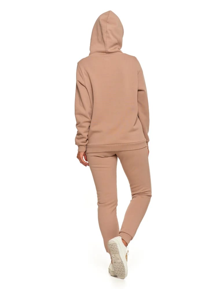 Bluzy damskie - Bluza damska dresowa ocieplana z kapturem BEŻOWY - produkt moraj.pl 7