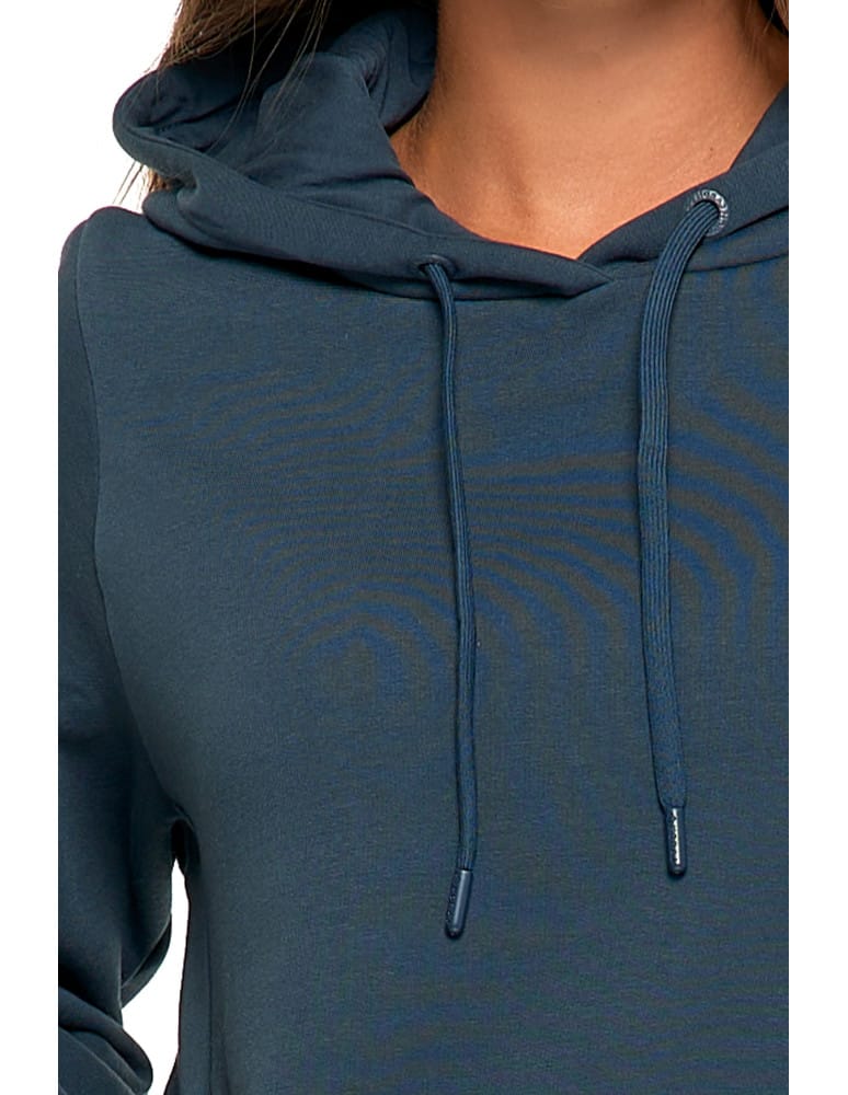 Bluzy damskie - Bluza damska dresowa ocieplana z kapturem GRANATOWY  - produkt moraj.pl 3