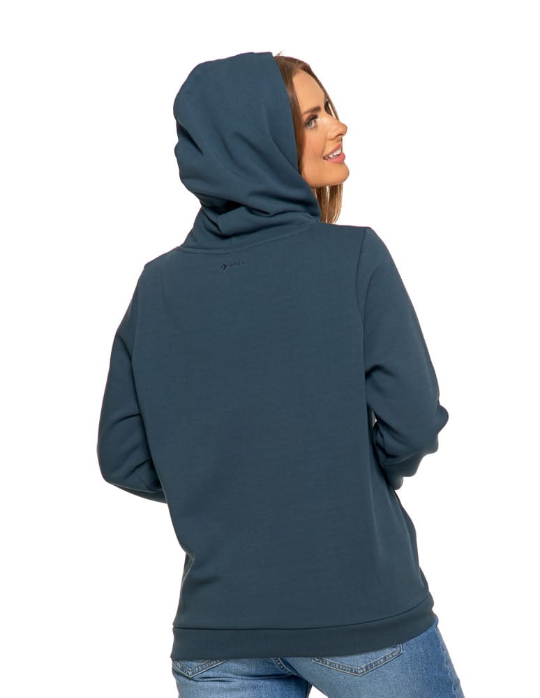 Bluzy damskie - Bluza damska dresowa ocieplana z kapturem GRANATOWY  - produkt moraj.pl 6