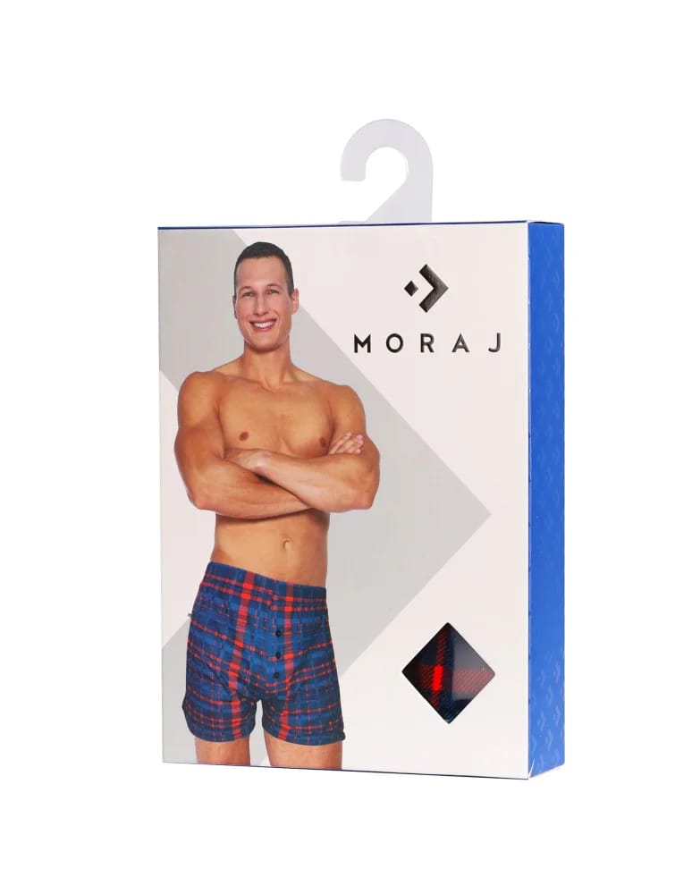 Bokserki luźne - Luźne męskie bokserki bawełniane 100% w kratkę WIELOKOLOROWY  - produkt moraj.pl 2