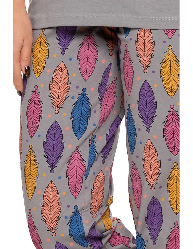 Długi rękaw - Piżama damska dwuczęściowa Plus Size w motyw łapacza snów SZARY - produkt moraj.pl 4