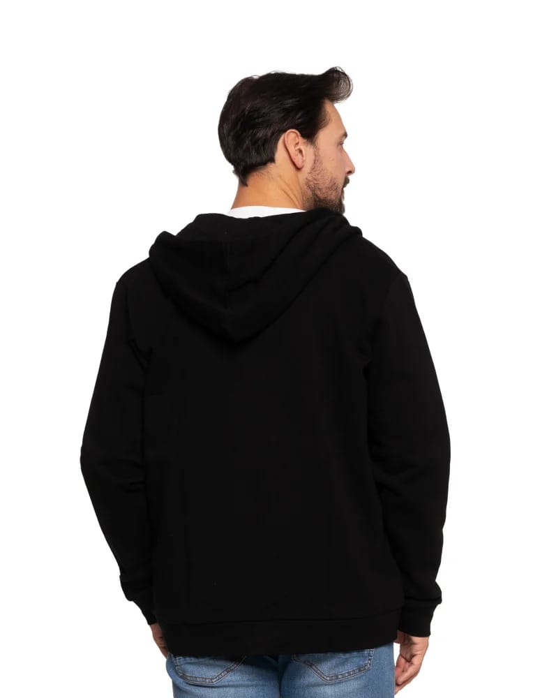 Bluzy męskie - Męska bluza ocieplana na zamek z kapturem CZARNY  - produkt moraj.pl 2