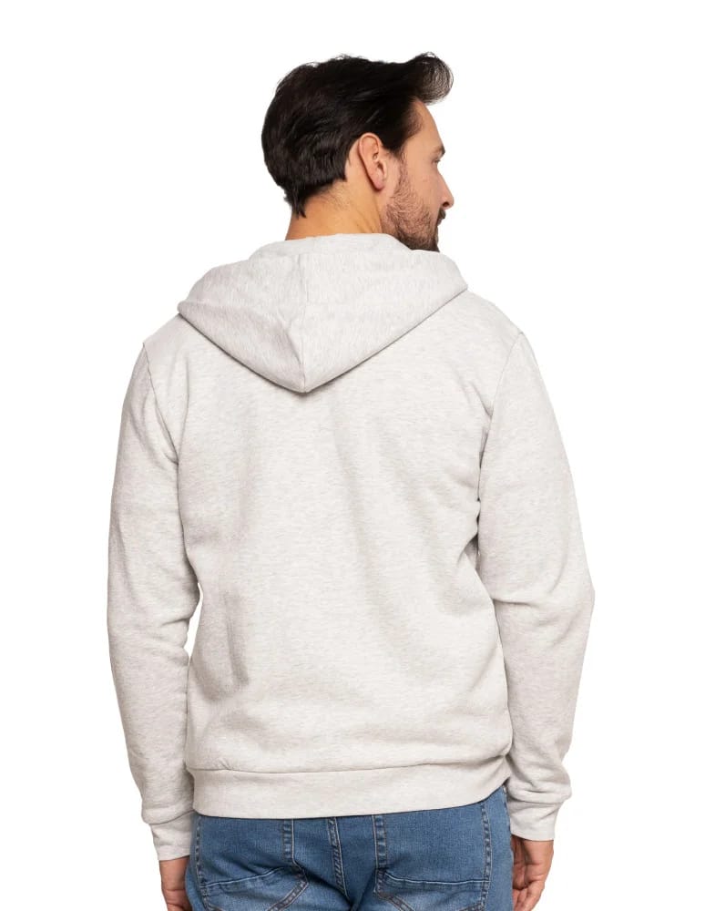 Bluzy męskie - Męska bluza ocieplana na zamek z kapturem JASNY SZARY - produkt moraj.pl 2