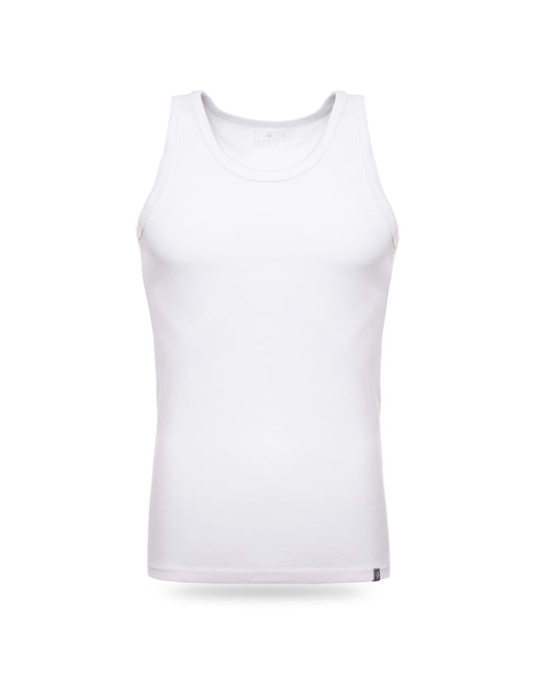 Podkoszulki - Podkoszulka męska bawełniana typu tank top na ramiączkach BIAŁY  - produkt moraj.pl 2