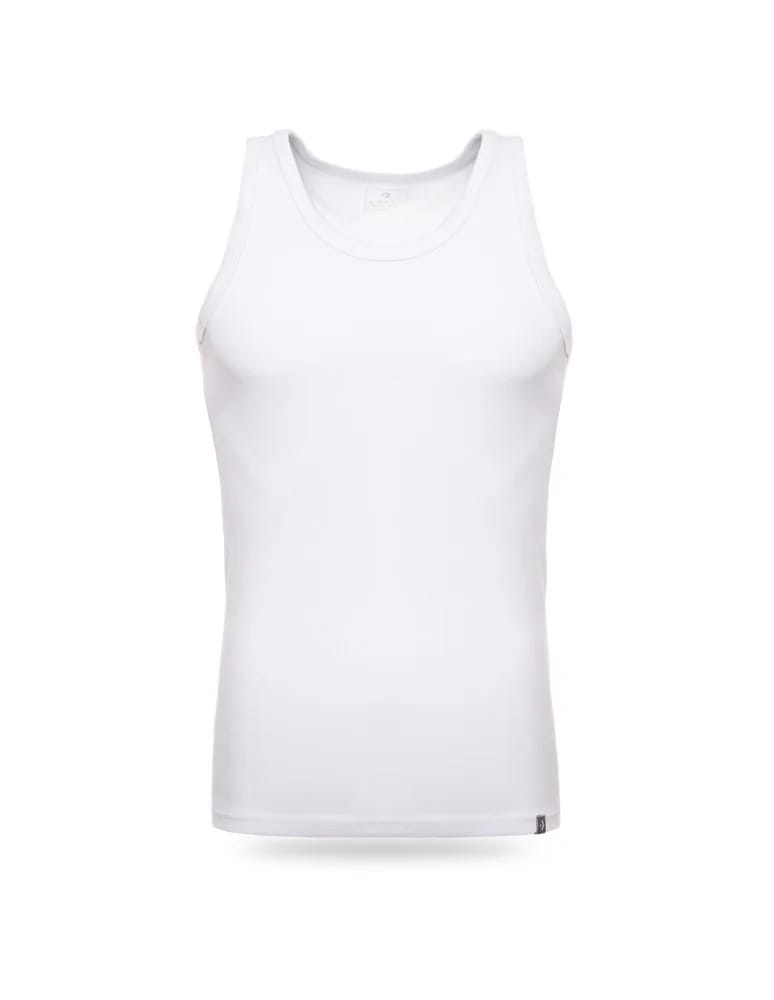 Podkoszulki - Podkoszulka męska bawełniana typu tank top na ramiączkach BIAŁY  - produkt moraj.pl 2