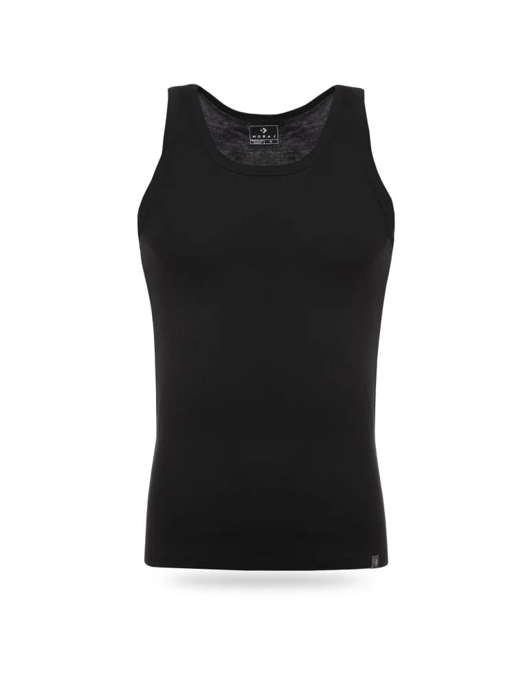 Podkoszulki - Podkoszulka męska bawełniana typu tank top na ramiączkach CZARNY - produkt moraj.pl 2