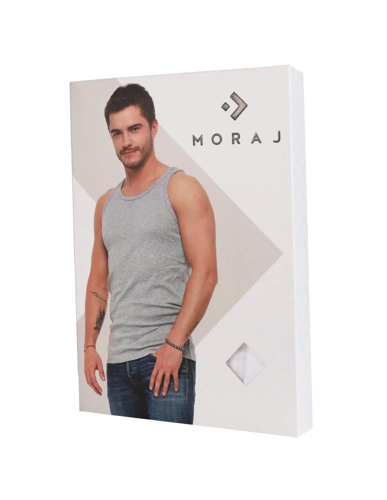 Podkoszulki - Podkoszulka męska bawełniana typu tank top na ramiączkach CZARNY - produkt moraj.pl 3