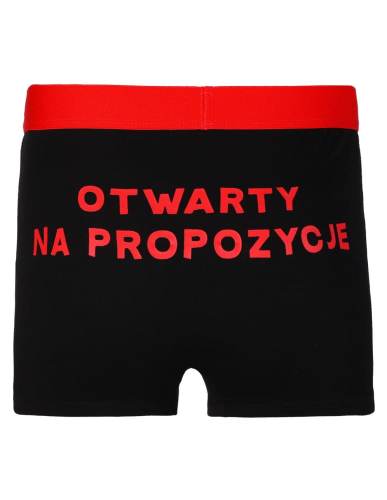 Bokserki dopasowane - Bokserki męskie walentynkowe zabawne z kł&oacute;dką i napisem CZARNY  - produkt moraj.pl 3