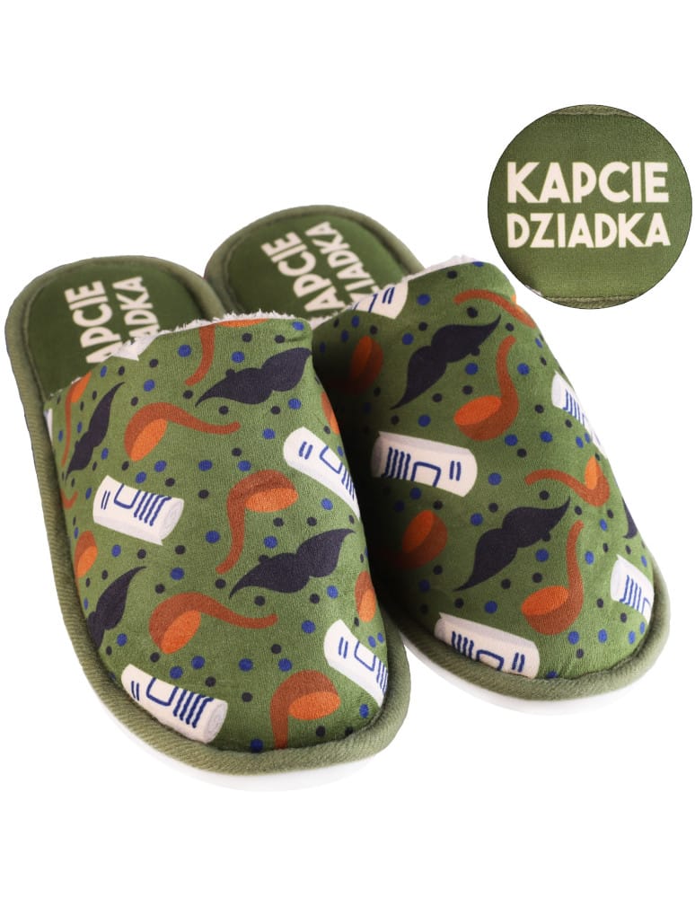 Kapcie i bambosze - Kapcie dla Dziadka domowe ocieplane ZIELONY - produkt moraj.pl 1