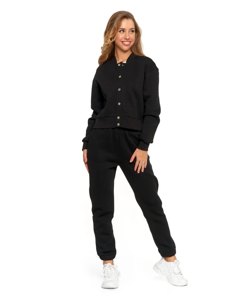 Bluzy damskie - Damska bluza bomberka ocieplana z napami CZARNY - produkt moraj.pl 3