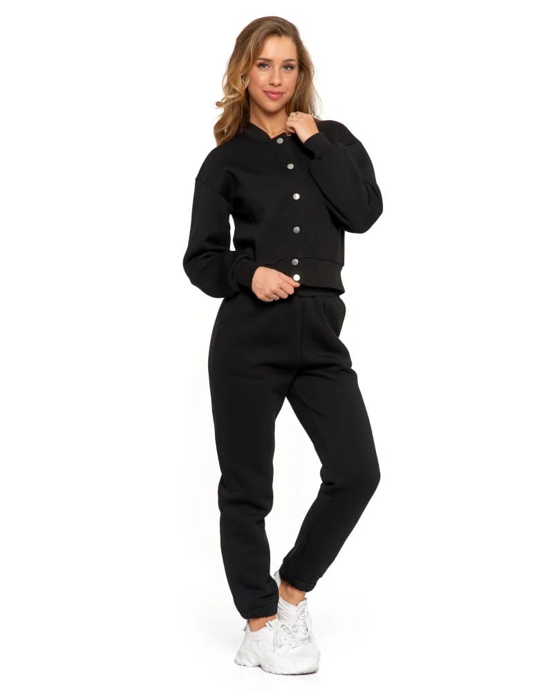 Bluzy damskie - Damska bluza bomberka ocieplana z napami CZARNY - produkt moraj.pl 6