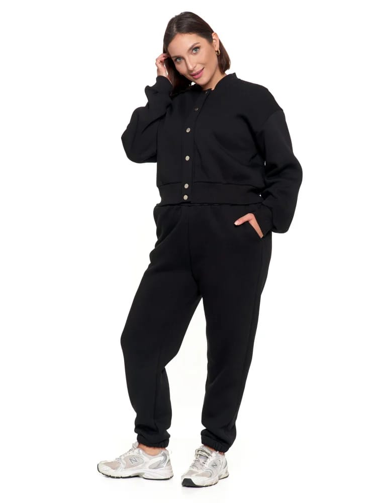Bluzy damskie - Damska bluza bomberka ocieplana z napami CZARNY - produkt moraj.pl 10