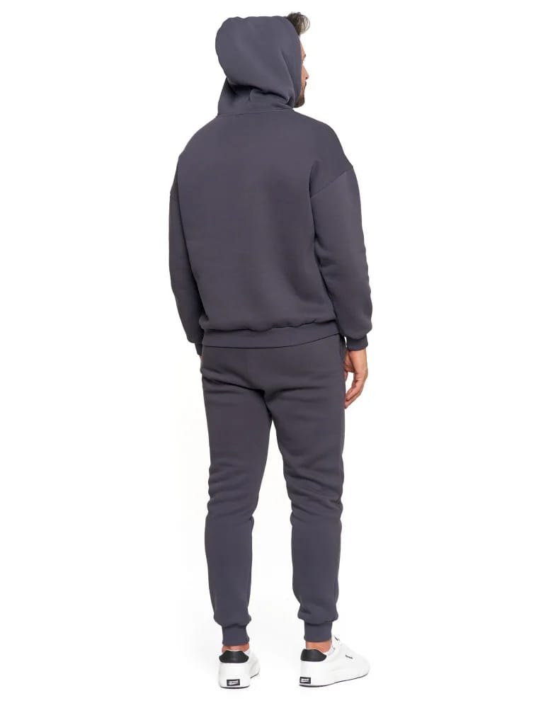 Bluzy męskie - Męska bluza dresowa oversize z kapturem ocieplana GRAFIT - produkt moraj.pl 8