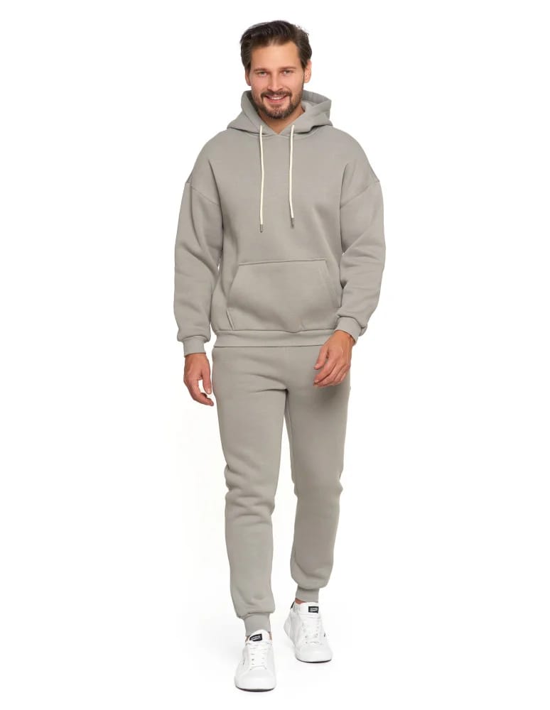 Bluzy męskie - Męska bluza dresowa oversize z kapturem ocieplana SZARY - produkt moraj.pl 6