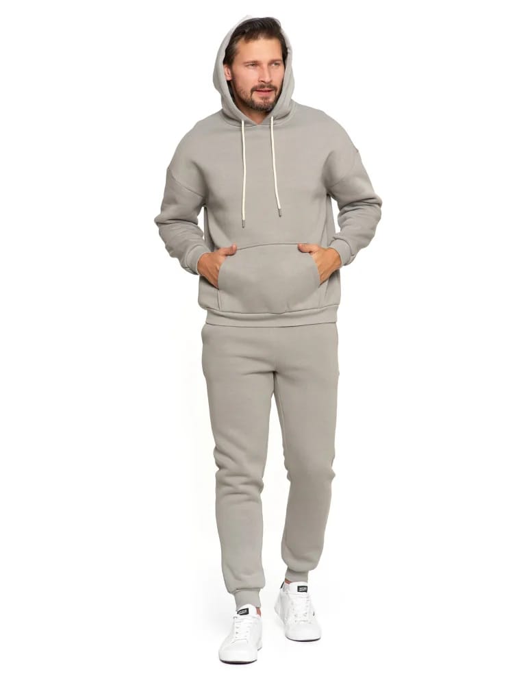 Bluzy męskie - Męska bluza dresowa oversize z kapturem ocieplana SZARY - produkt moraj.pl 7