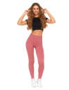 Legginsy damskie z wysokim stanem prążkowane sportowe CZERWONY