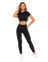 Legginsy damskie bezszwowe z wysokim stanem sportowe CZARNY