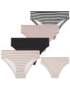 Damskie majtki figi bikini w paski i jednolite 4-pak WIELOKOLOROWY